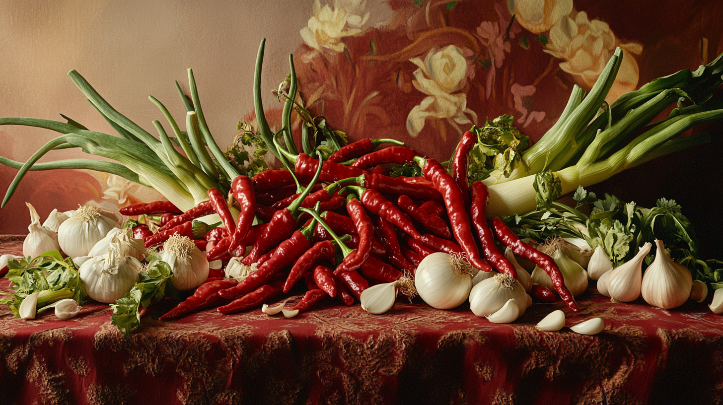 A vibrant Korean vegetable still life image