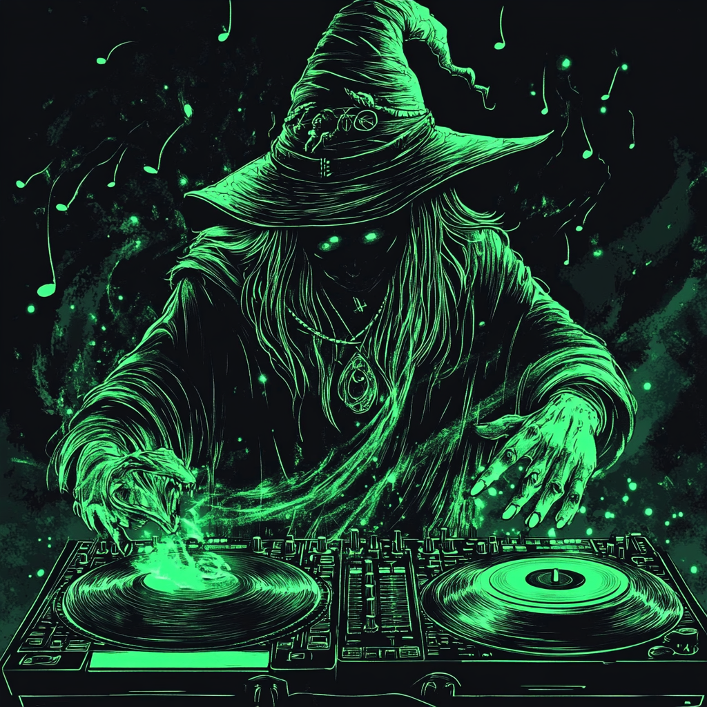 A wizard DJ plays magical music