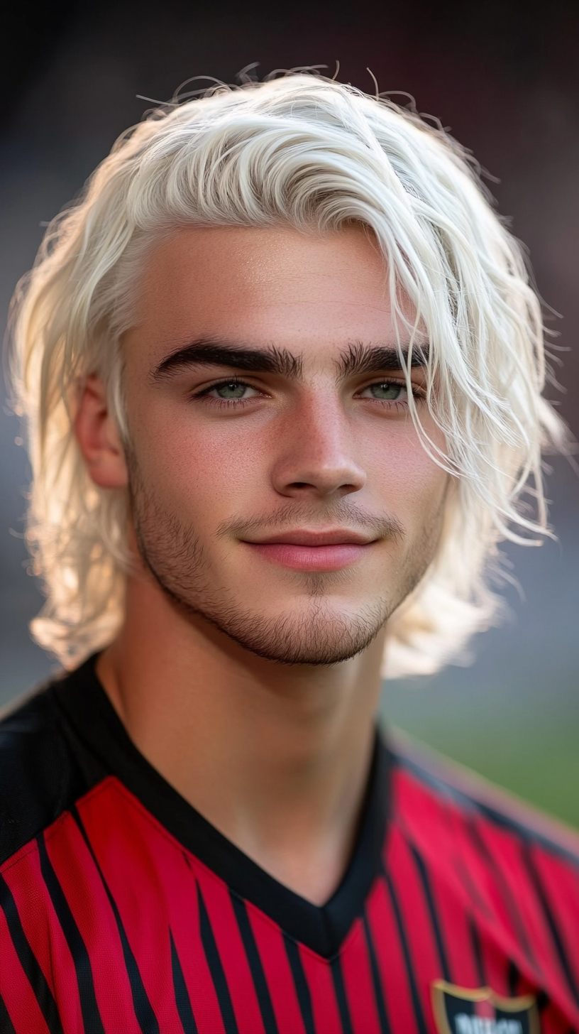 AC Milan player with white hair smiling, 2023.