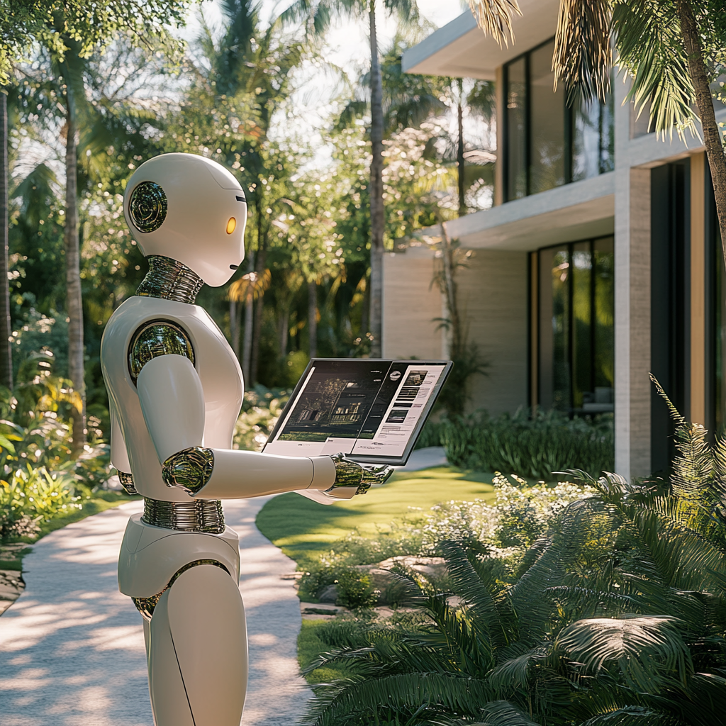 AI Call Bot Presenting Luxury Villa with Brochure