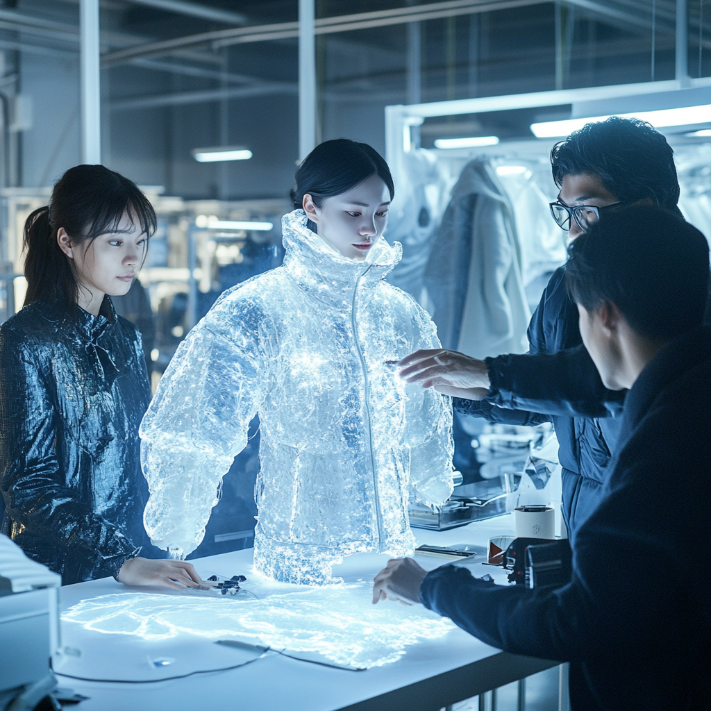 AI Fashion Design Collaboration in Modern Workspace