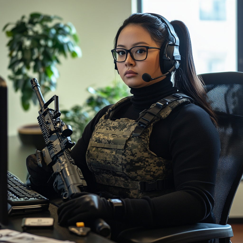 AI Image: A chubby Burmese IT professional in her office.