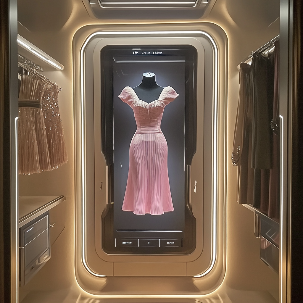 AI camera creates personalized Dior outfit in closet.