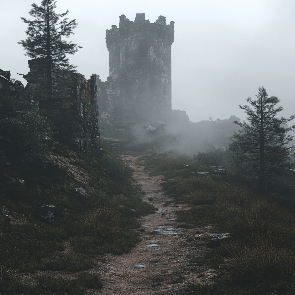 Abandoned Fantasy Soldier Outpost in Crumbling Castle