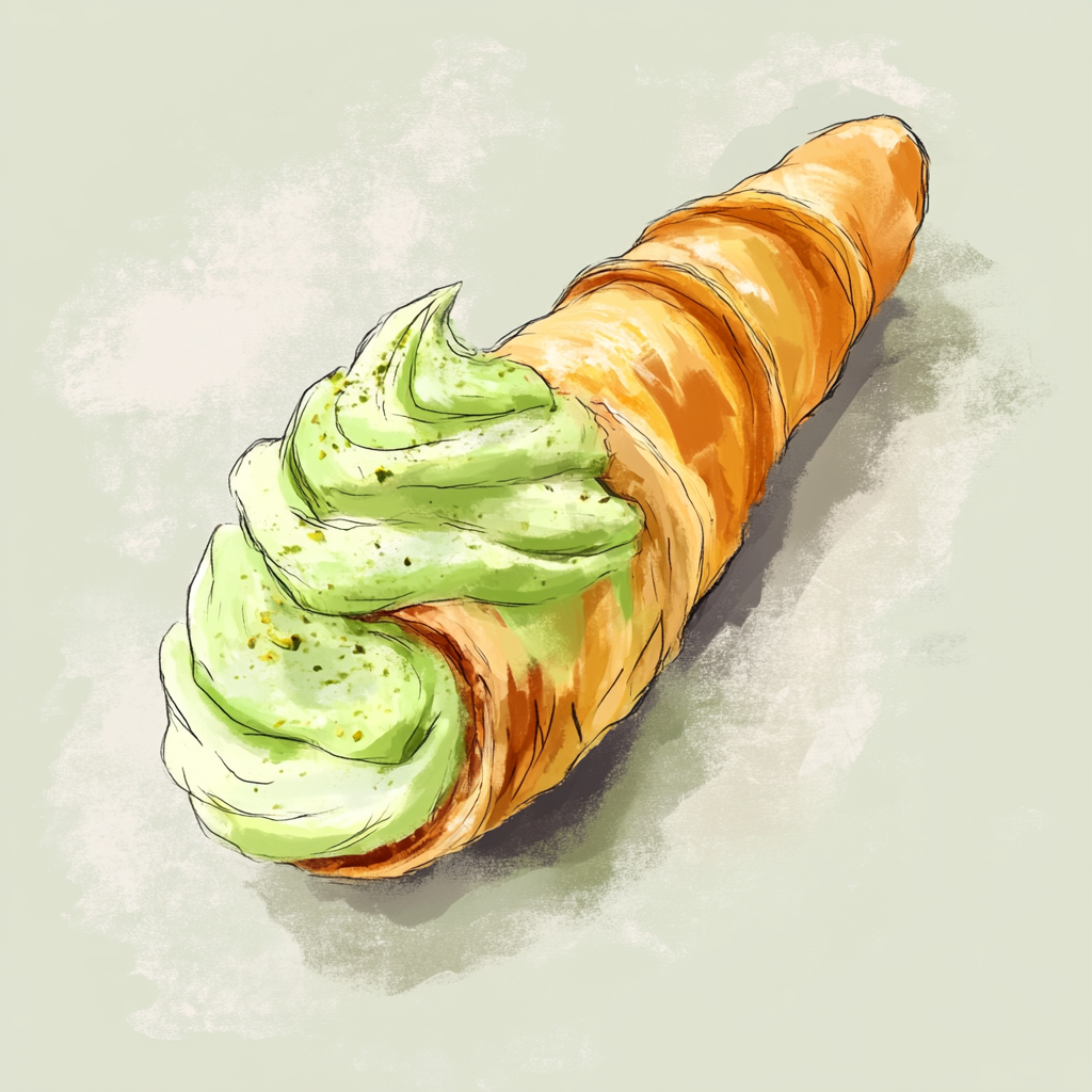 Abstract Cannoli with Pistachio Cream Illustration