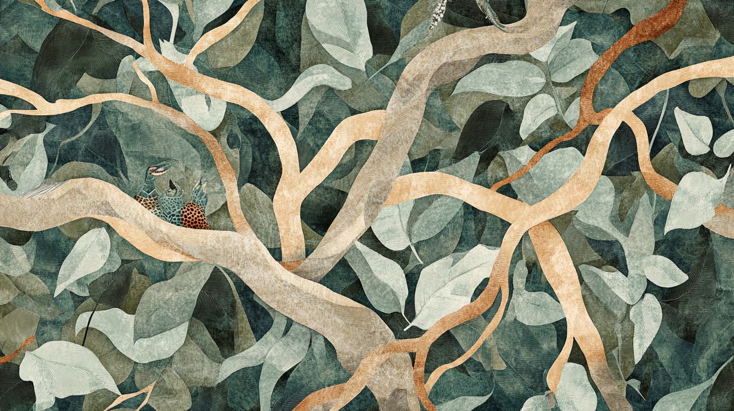 Abstract Mangrove Forest Carpet with Animals