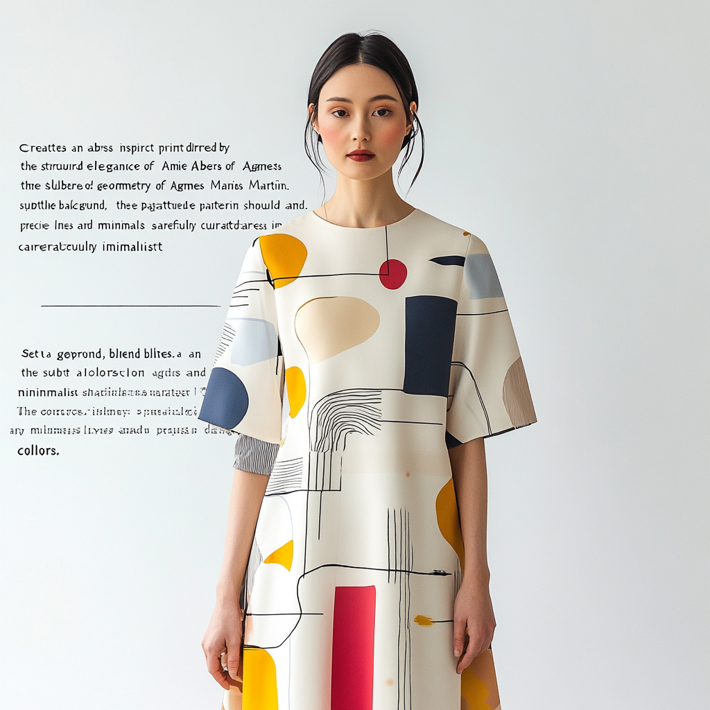 Abstract Print Dress Reflecting Precision and Elegance