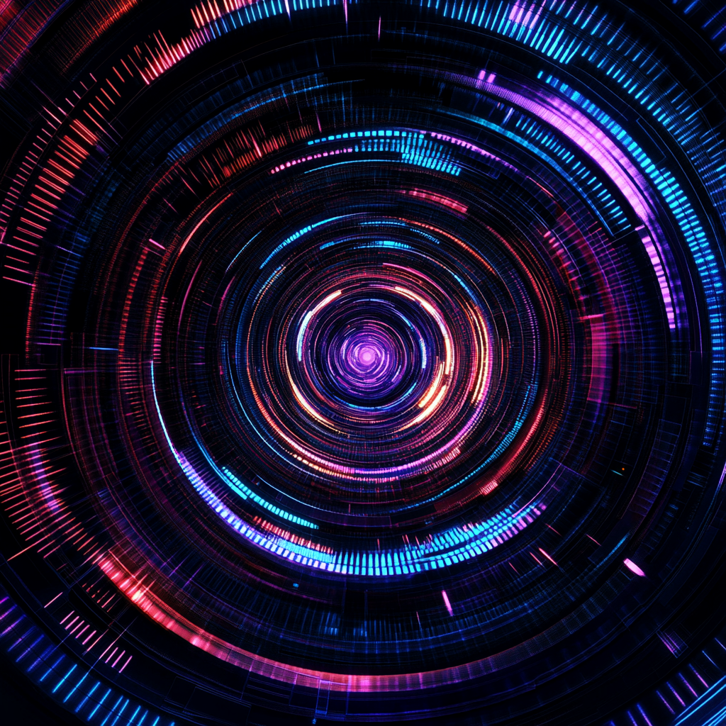 Abstract Techno Party Visual with Pulsating Circles and Neon Accents