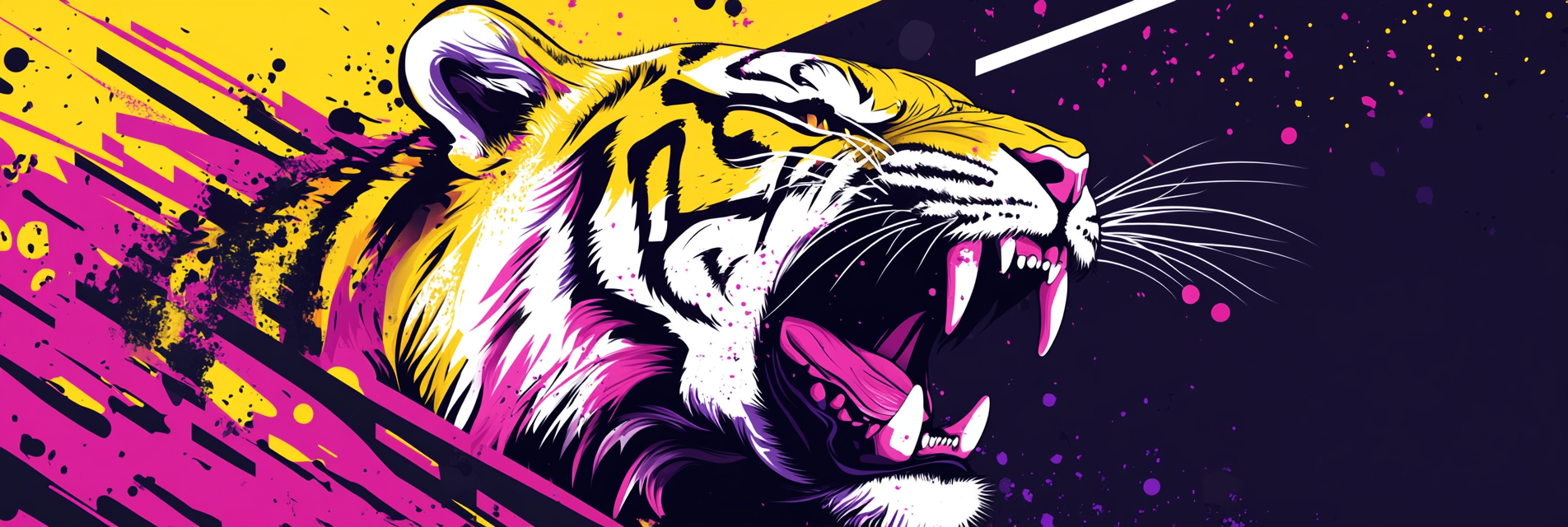 Abstract angry tiger illustration in modern graffiti style.