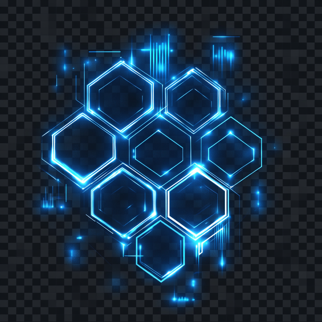 Abstract futuristic tech illustration with glowing blue nodes