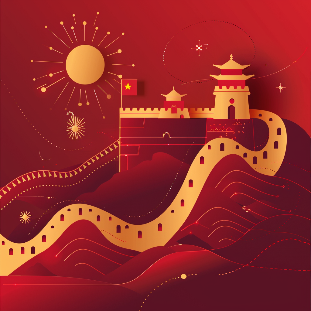 Abstract outline poster for China's National Day celebration.