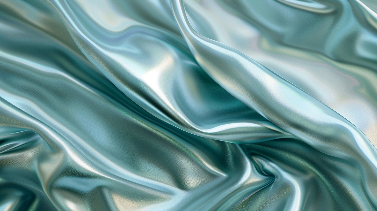 Abstract silk textures in turquoise and silver, luxurious aesthetic.