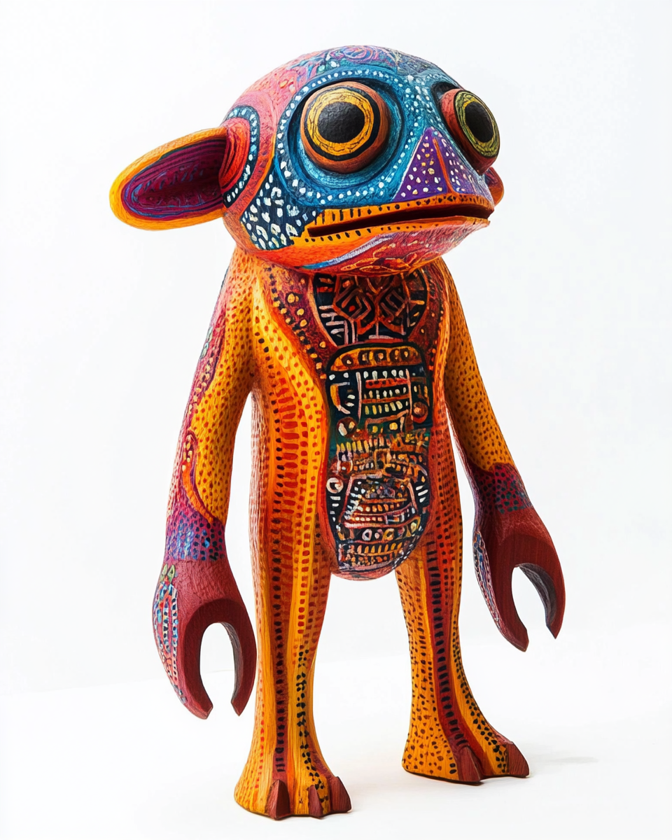 Admiral Ackbar transformed into colorful alebrije with patterns.