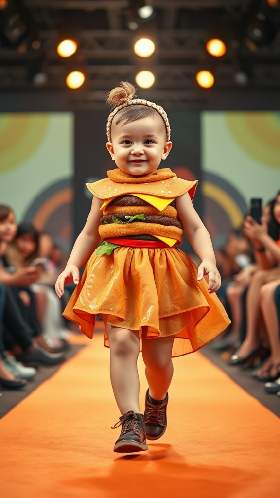 Adorable Baby Struts Burger Runway Fashion Show