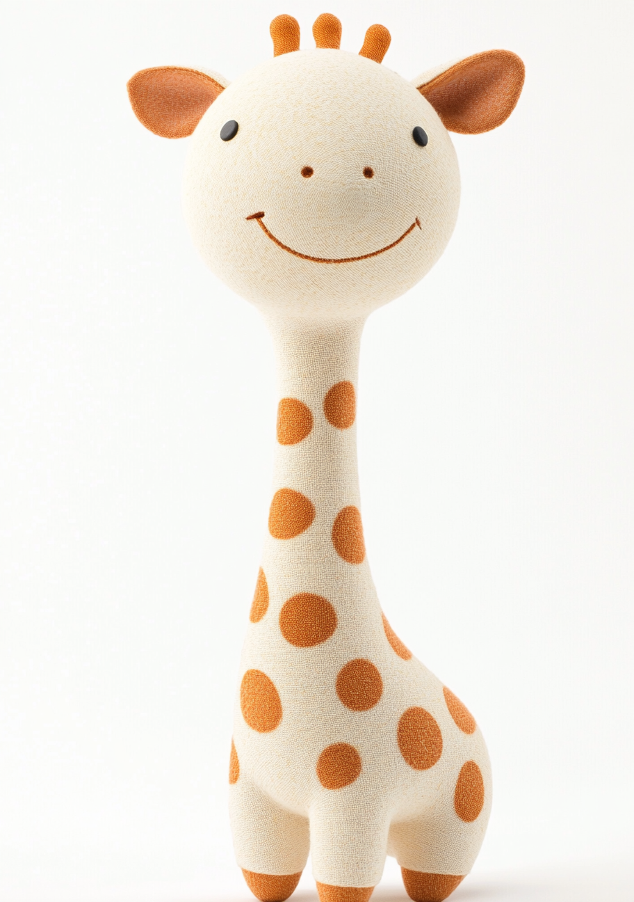 Adorable giraffe toy drawing by Klassen/Jeffers: cute, minimalistic.