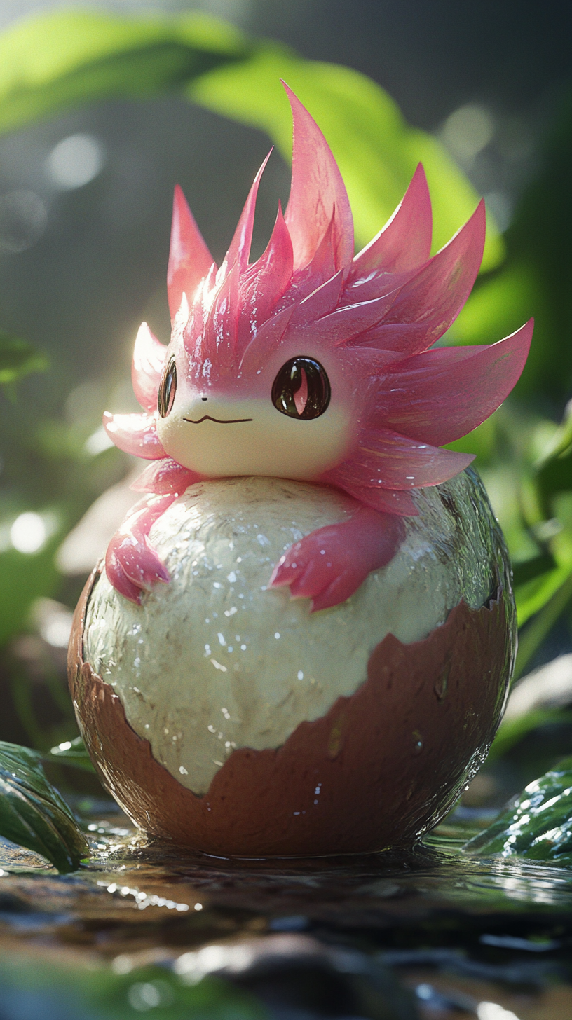 Adult Roselia Pokémon hatching from large egg in 8K quality.