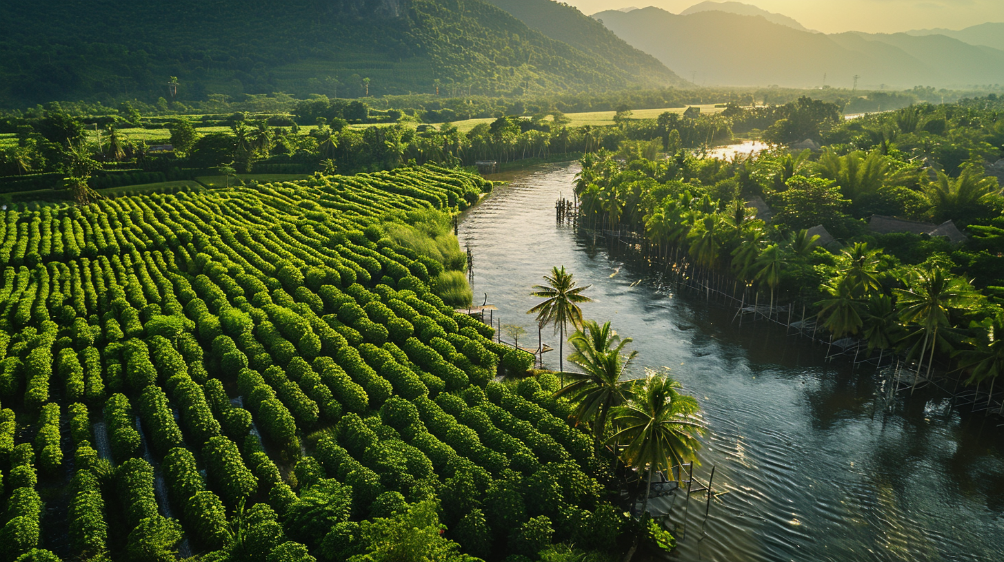 Aerial View of Kampot's Traditional Pepper Plantations