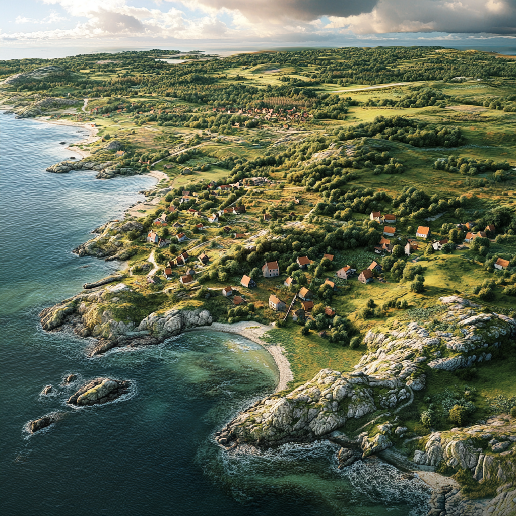 Aerial view of Bornholm's diverse, serene landscapes