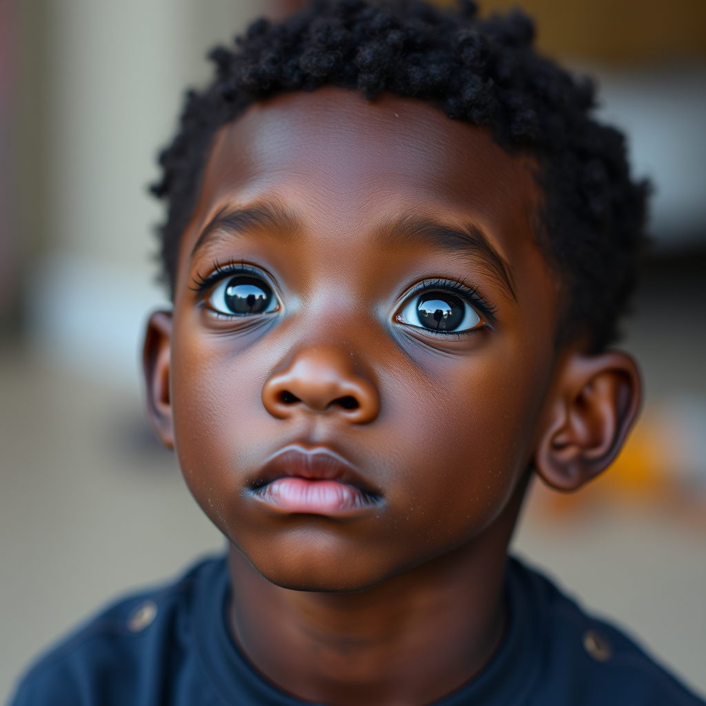 African American Boy with Bright Eyes and Fade