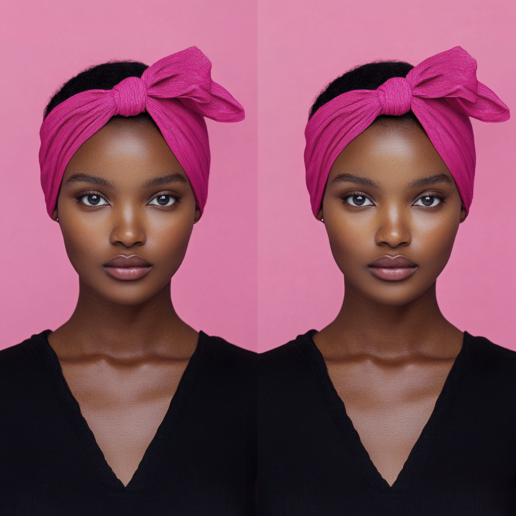 African model's skin transformation from uneven to flawless