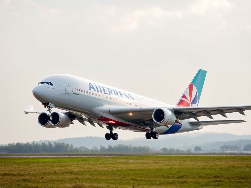 Airbus A380 Commercial Airplane in Flight