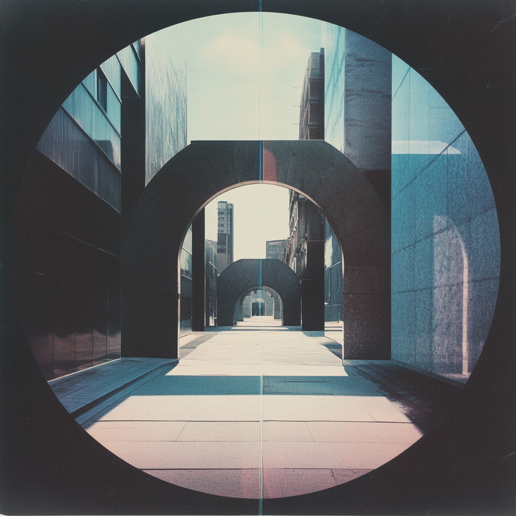 Album Cover with Perspective Through Lens or Window