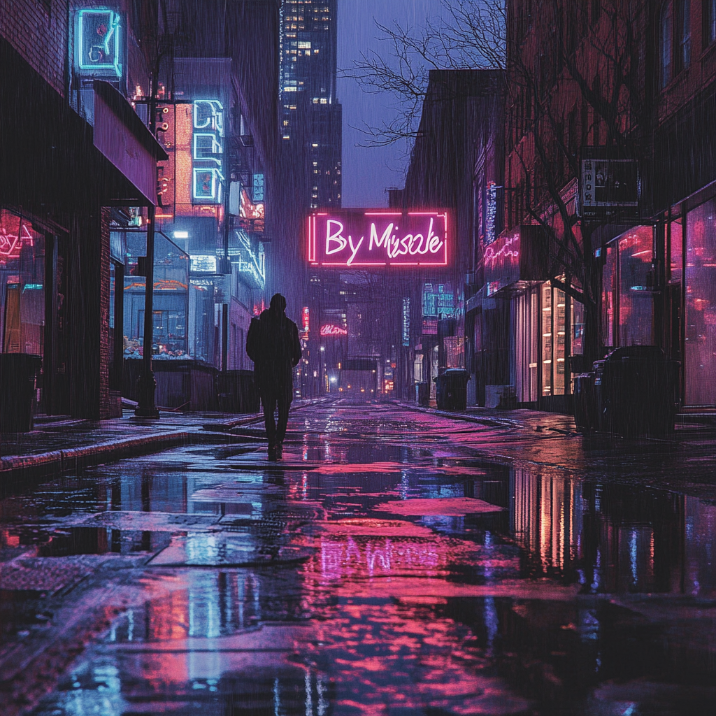 Album cover theme: solitude in urban setting, reflects night.