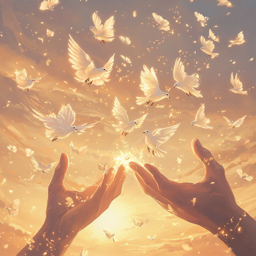 Album cover with glowing doves or butterflies released.