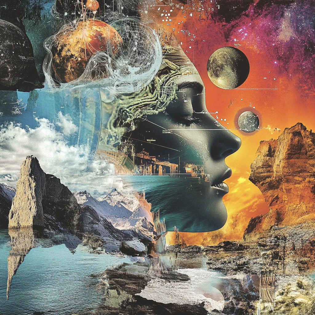 Album cover with layered imagery collage representing 'Visualize Reality'