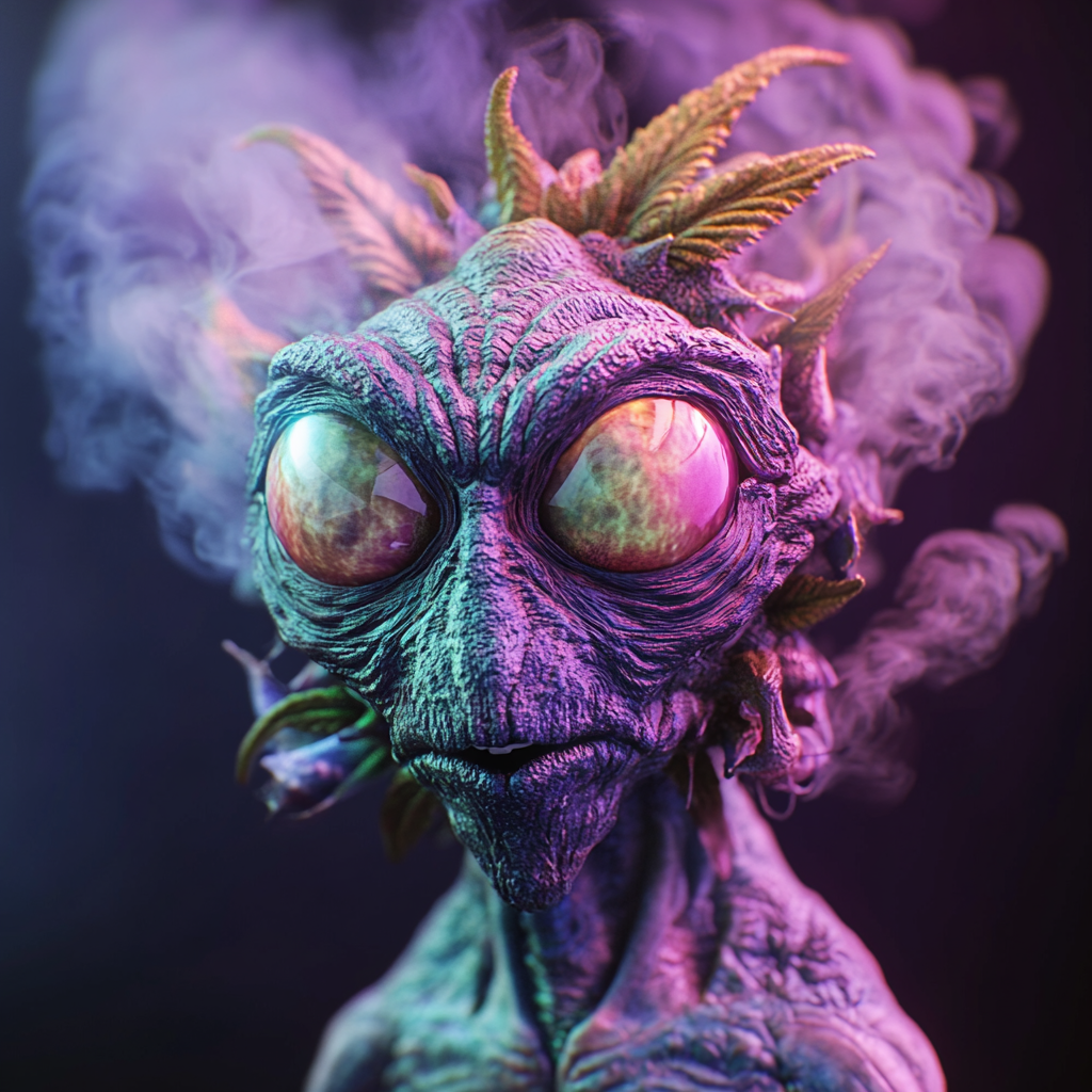 Alien Martian Marijuana Hybrid Character: Evil, Scary, Realistic