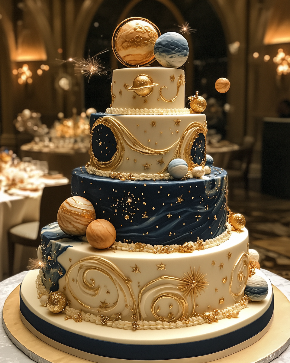 Amazing Solar System Birthday Cake in Geode Style