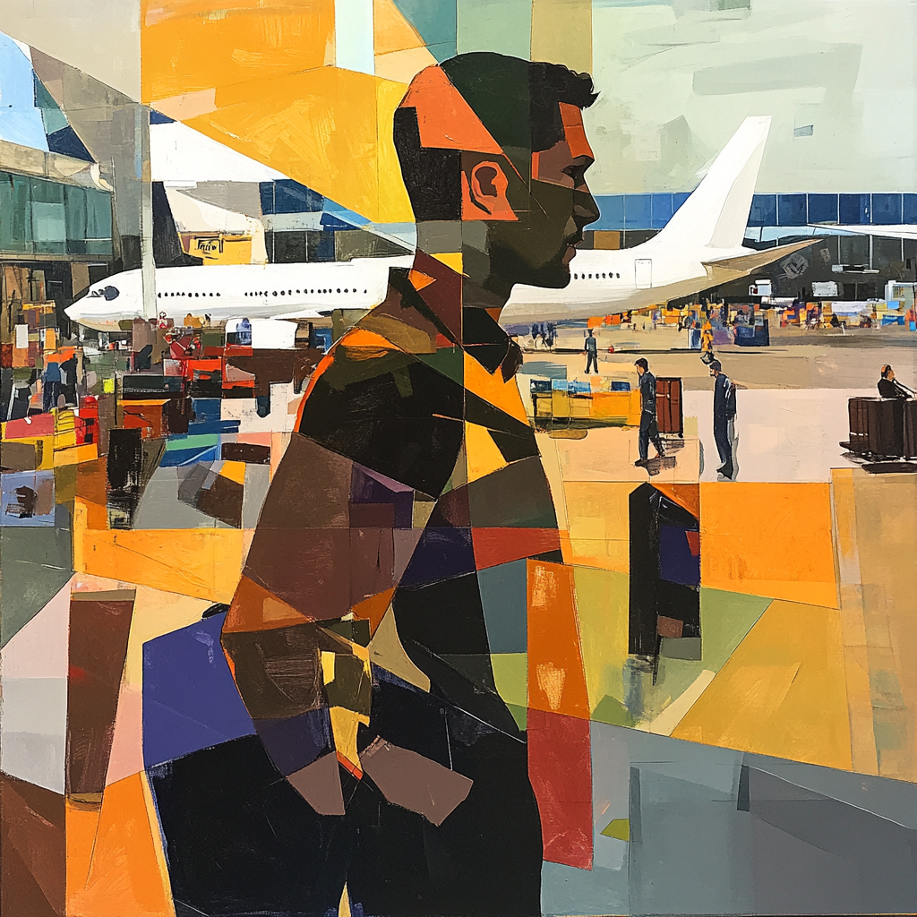 An Abstract Airport Scene with Bold Colors