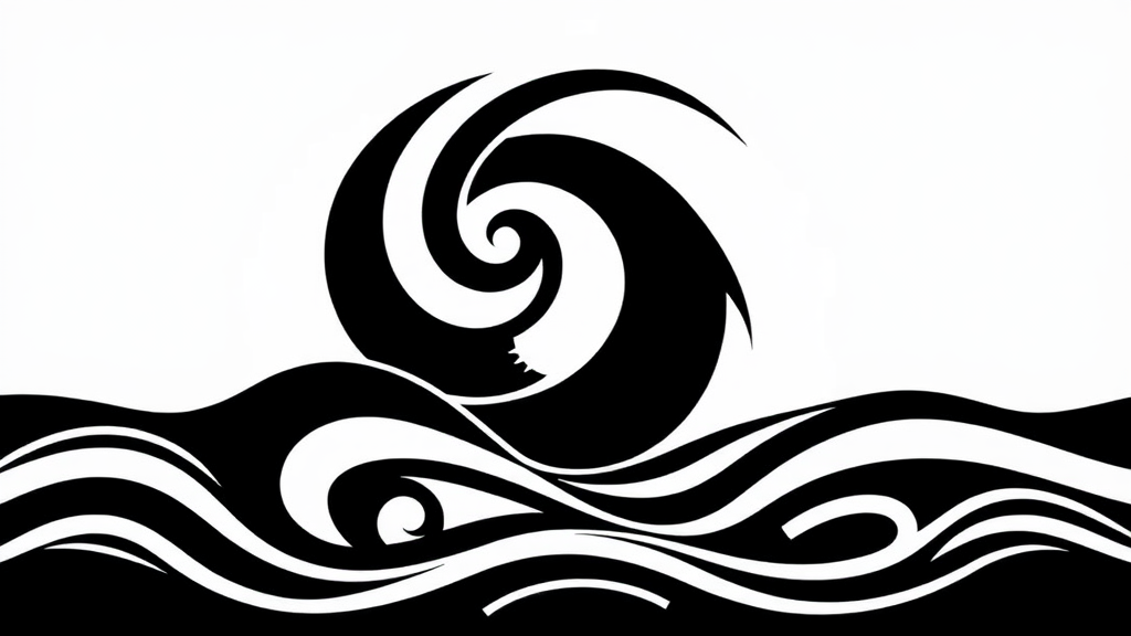 An Abstract Water Illustration in Maori Style