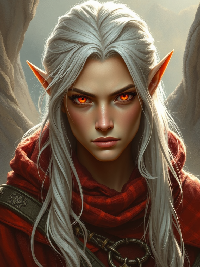 An Androgynous High Elf With Golden Skin.