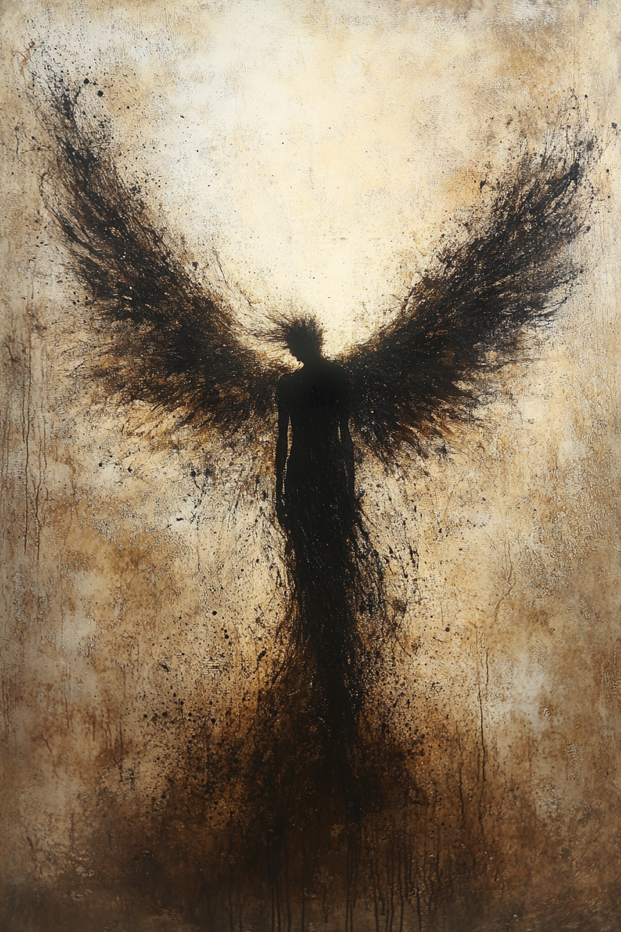 An Angel with Black Wings in Mystical Portraits