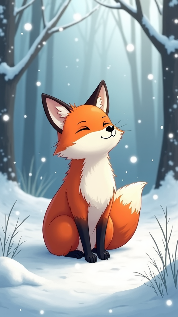 An Anime Fox in Snowy Field Book Cover