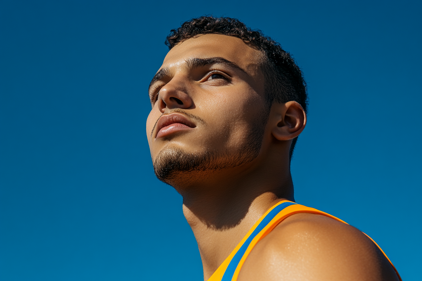 An Athletic Male in Sportswear Under Blue Sky