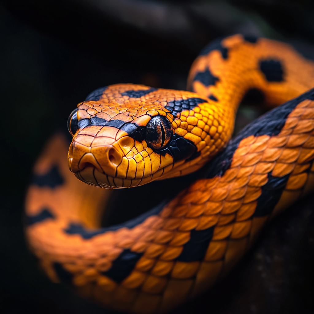 An Elegant Orange Snake Slithering with Intensity