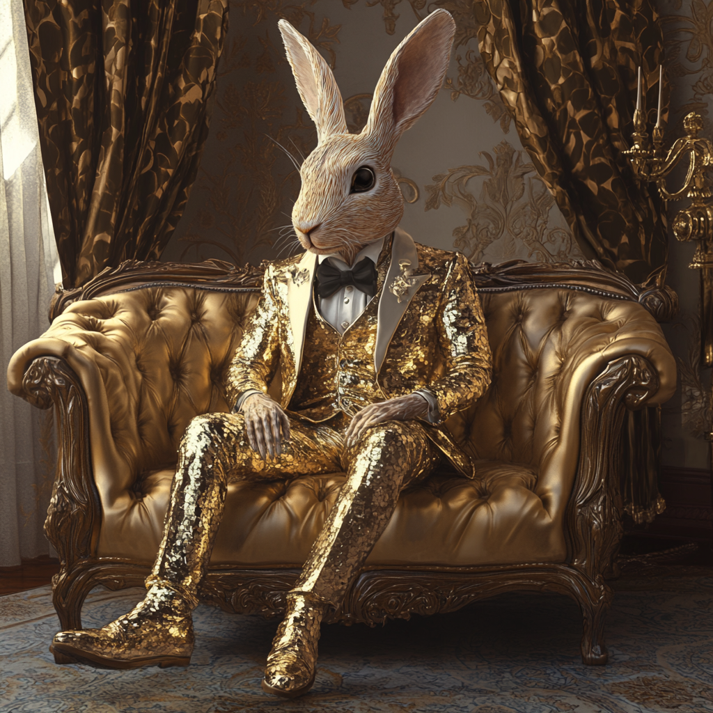 An Elegant Rabbit in Metallic Luxury Theme