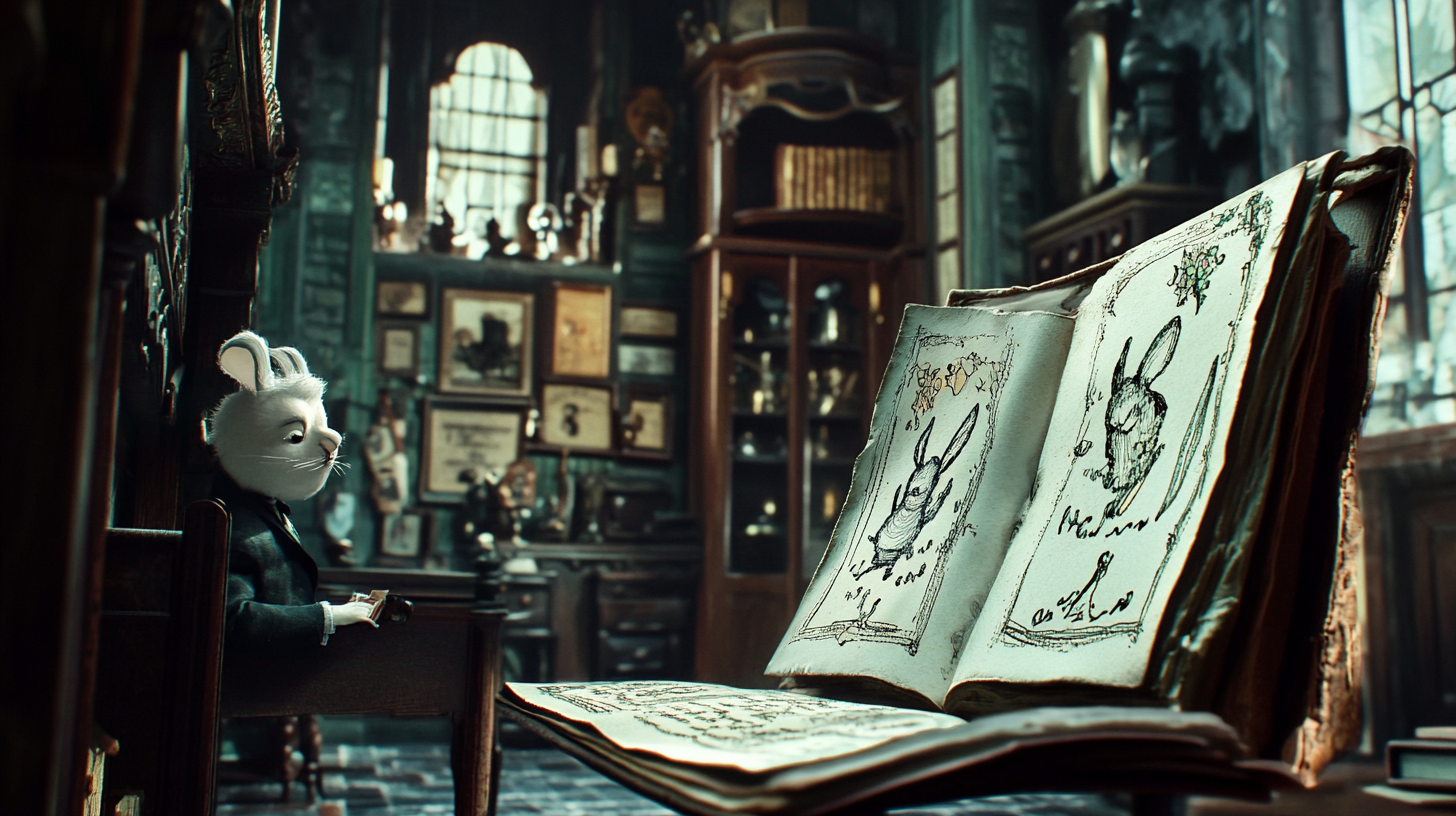 An Elegant Victorian Man Reading Magical Ledger