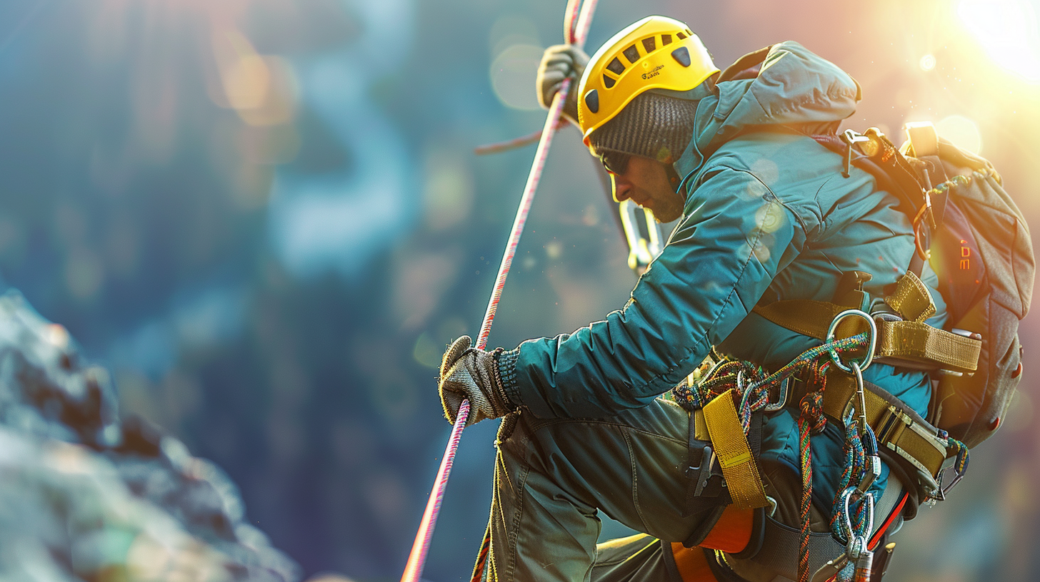 An Industrial Mountaineer Works in Stunning Natural Light