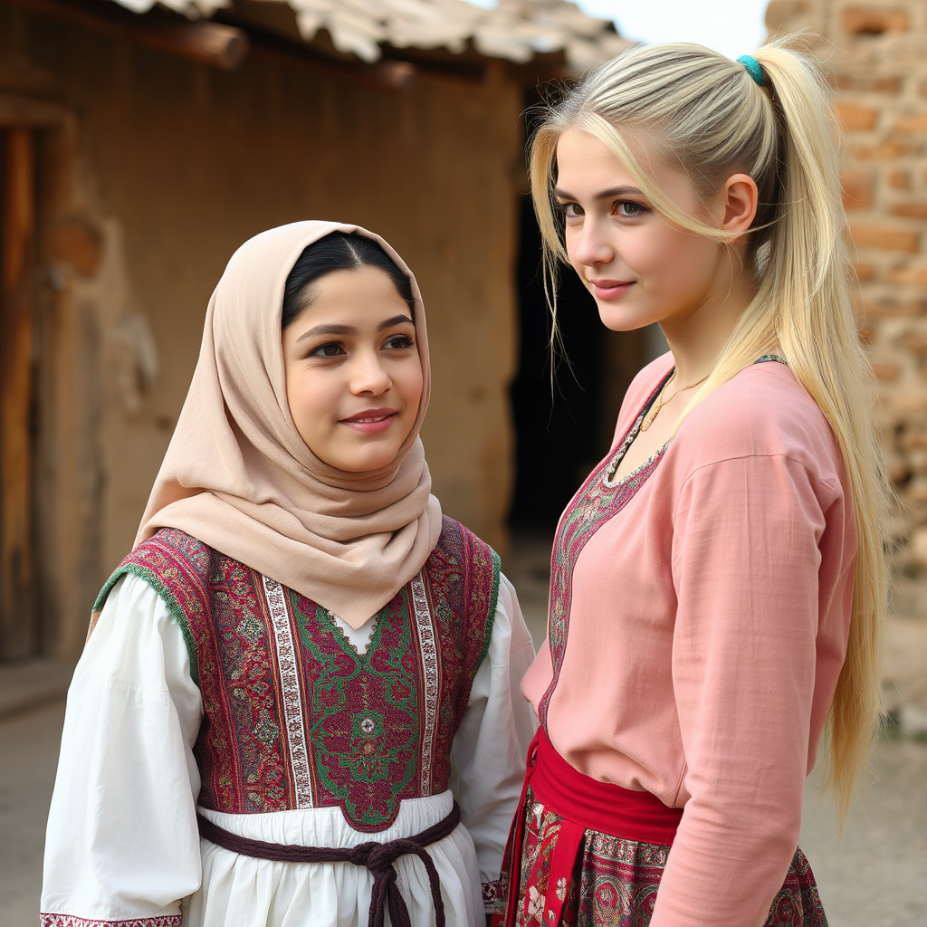 An Iranian girl talks to a beautiful British girl.