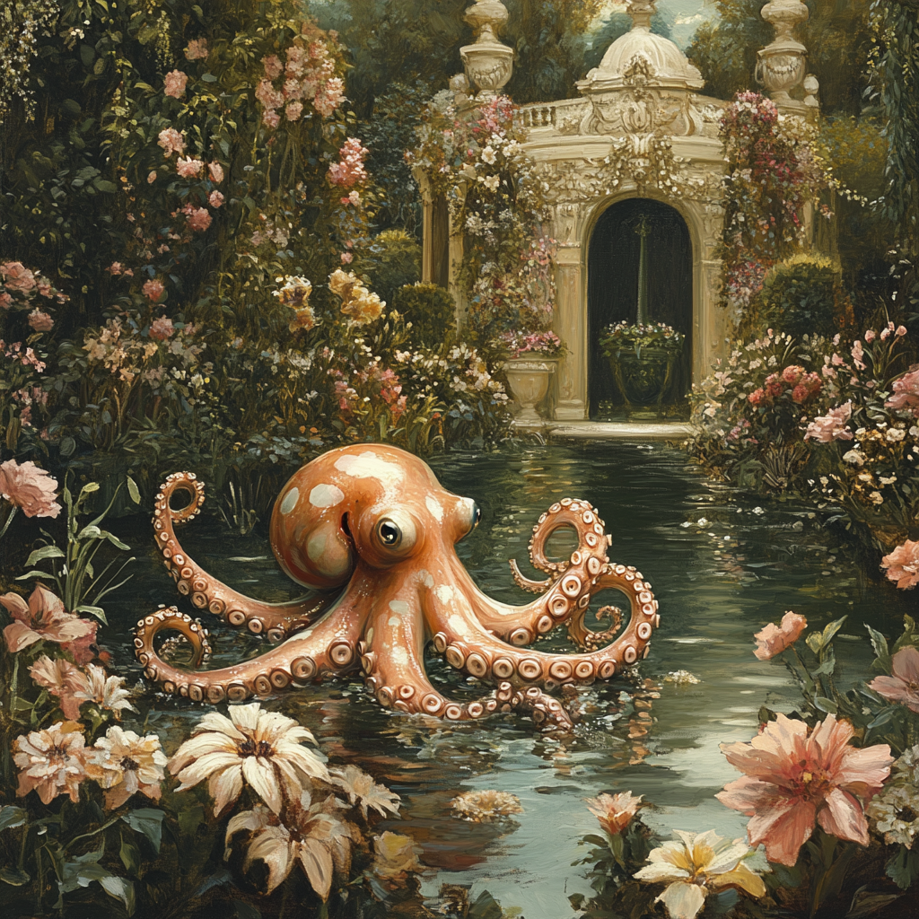 An Octopus' Tentacles in a Garden Pond