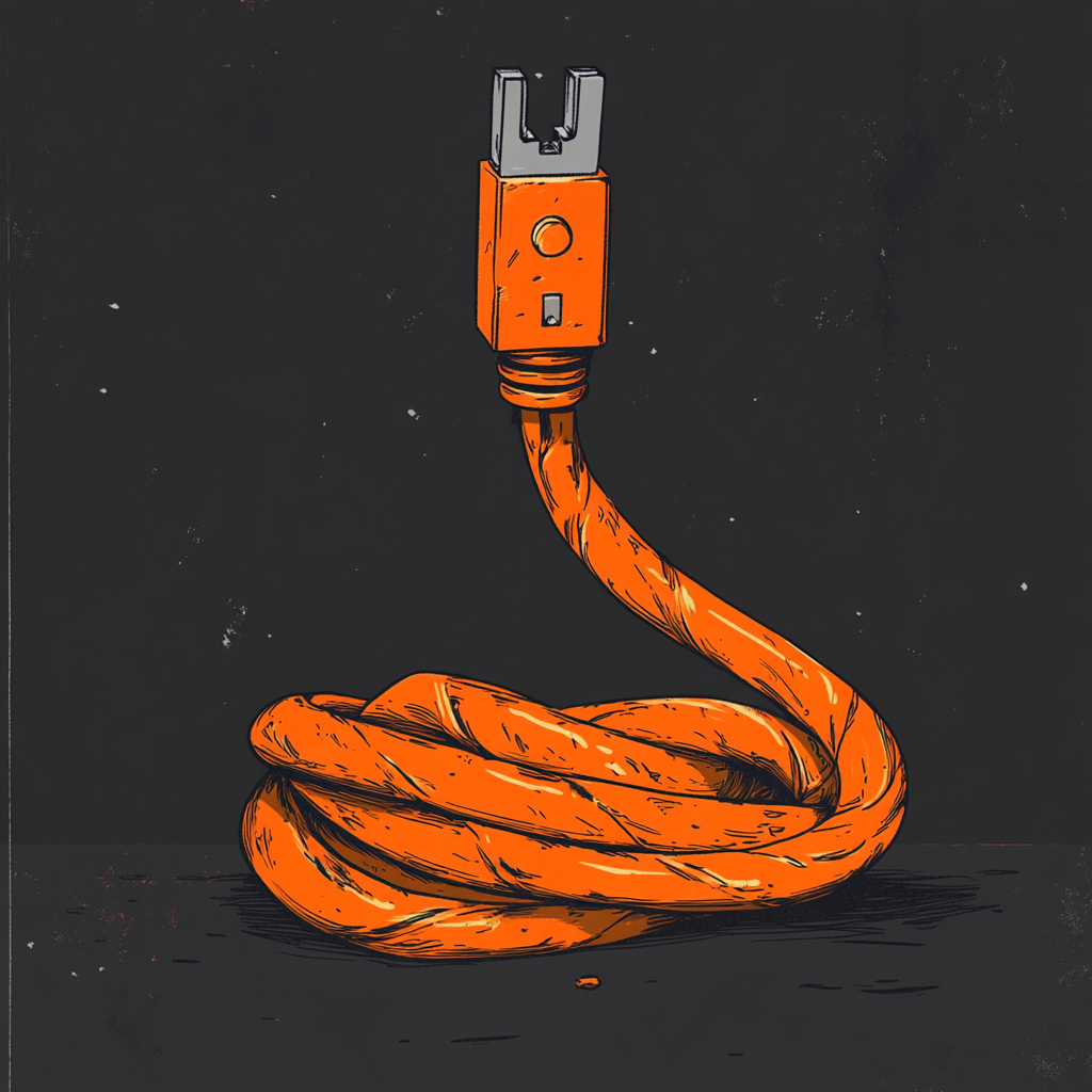 An Orange Extension Cord Ready to Connect