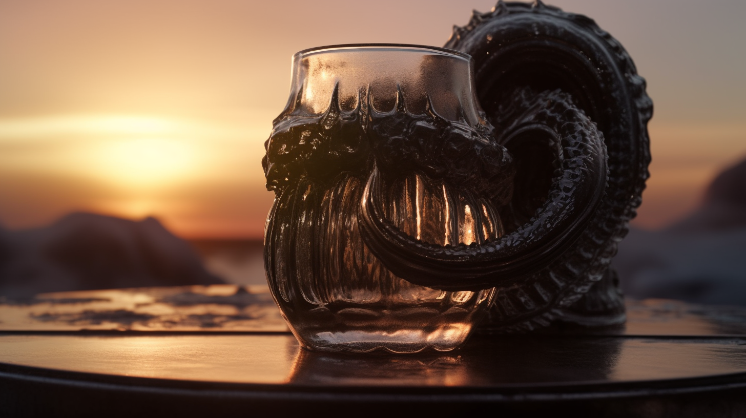 An alien tentacle holding a glass of whiskey.