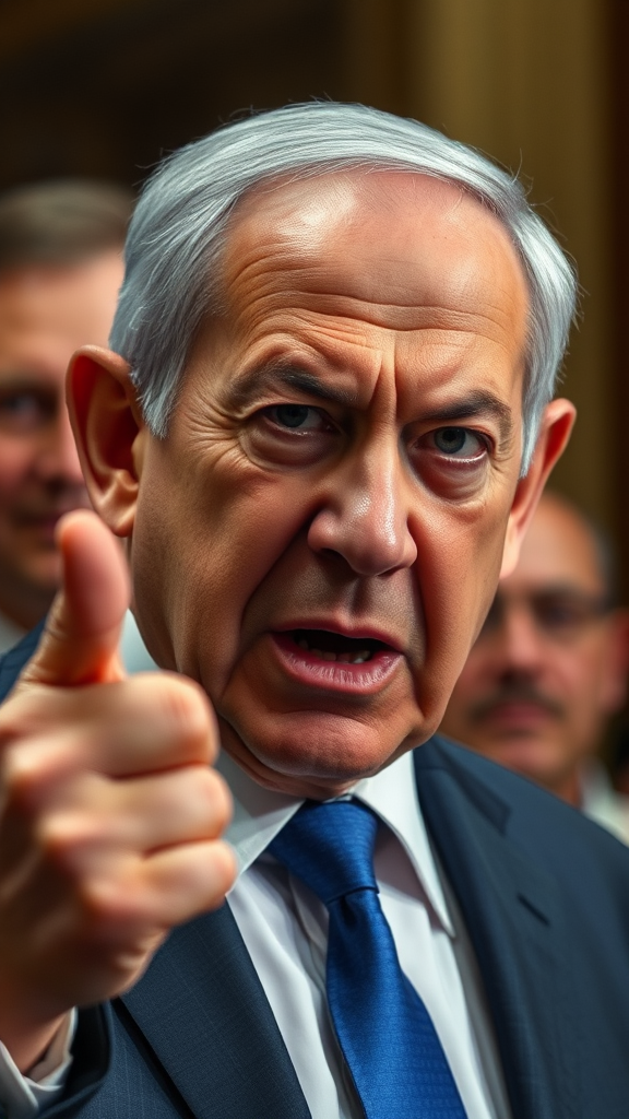 An angry Benjamin Netanyahu.