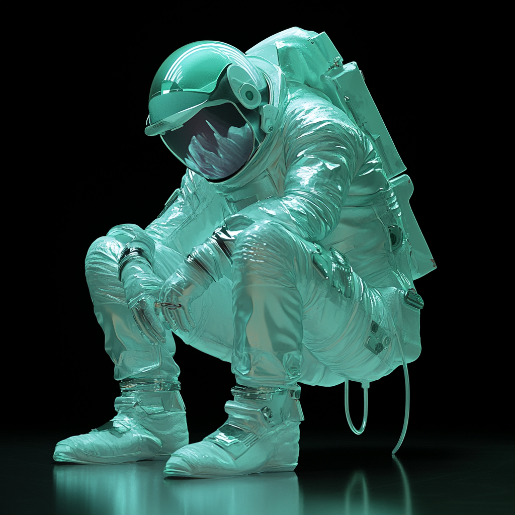 An astronaut in glass suit