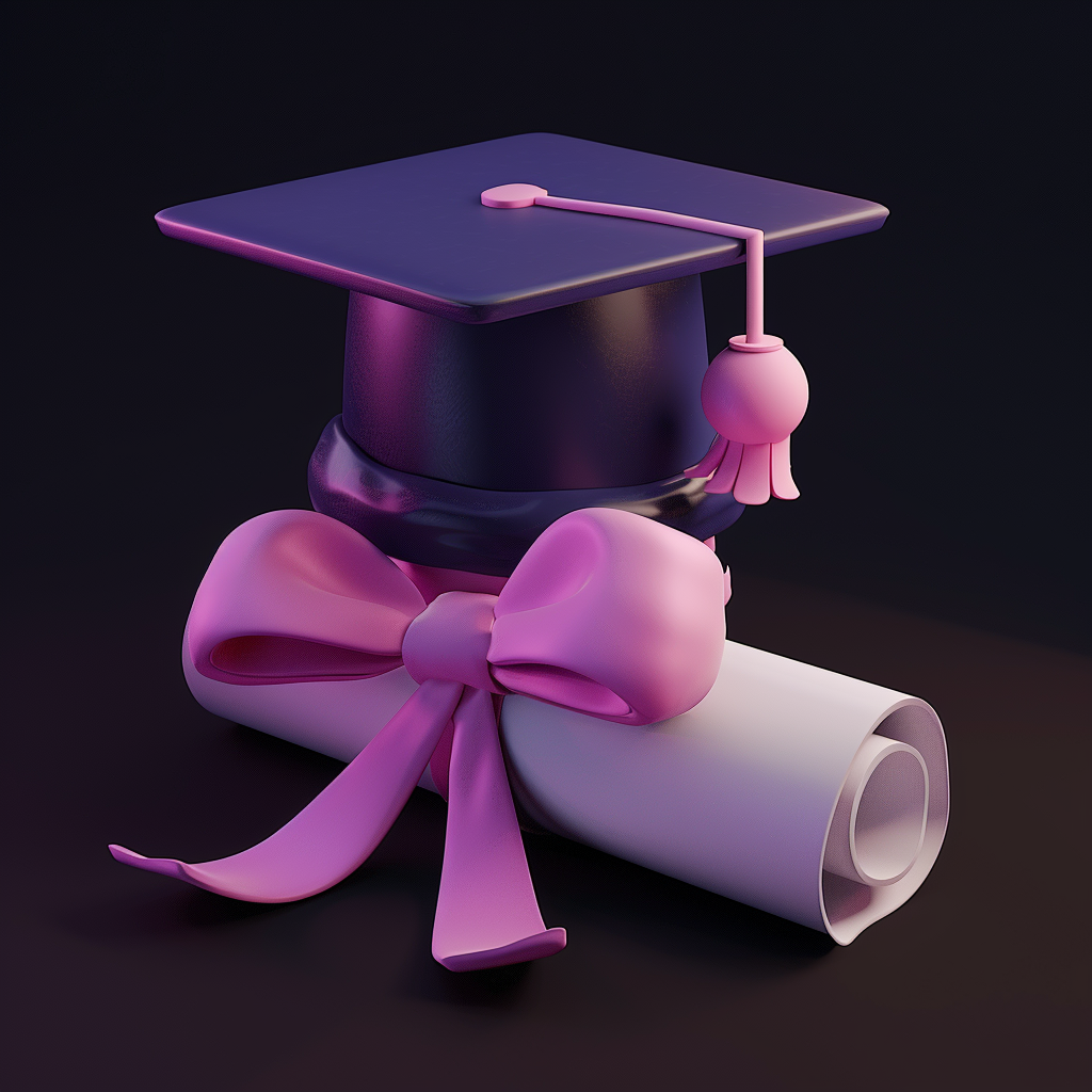 An icon of a cute purple cap with diploma