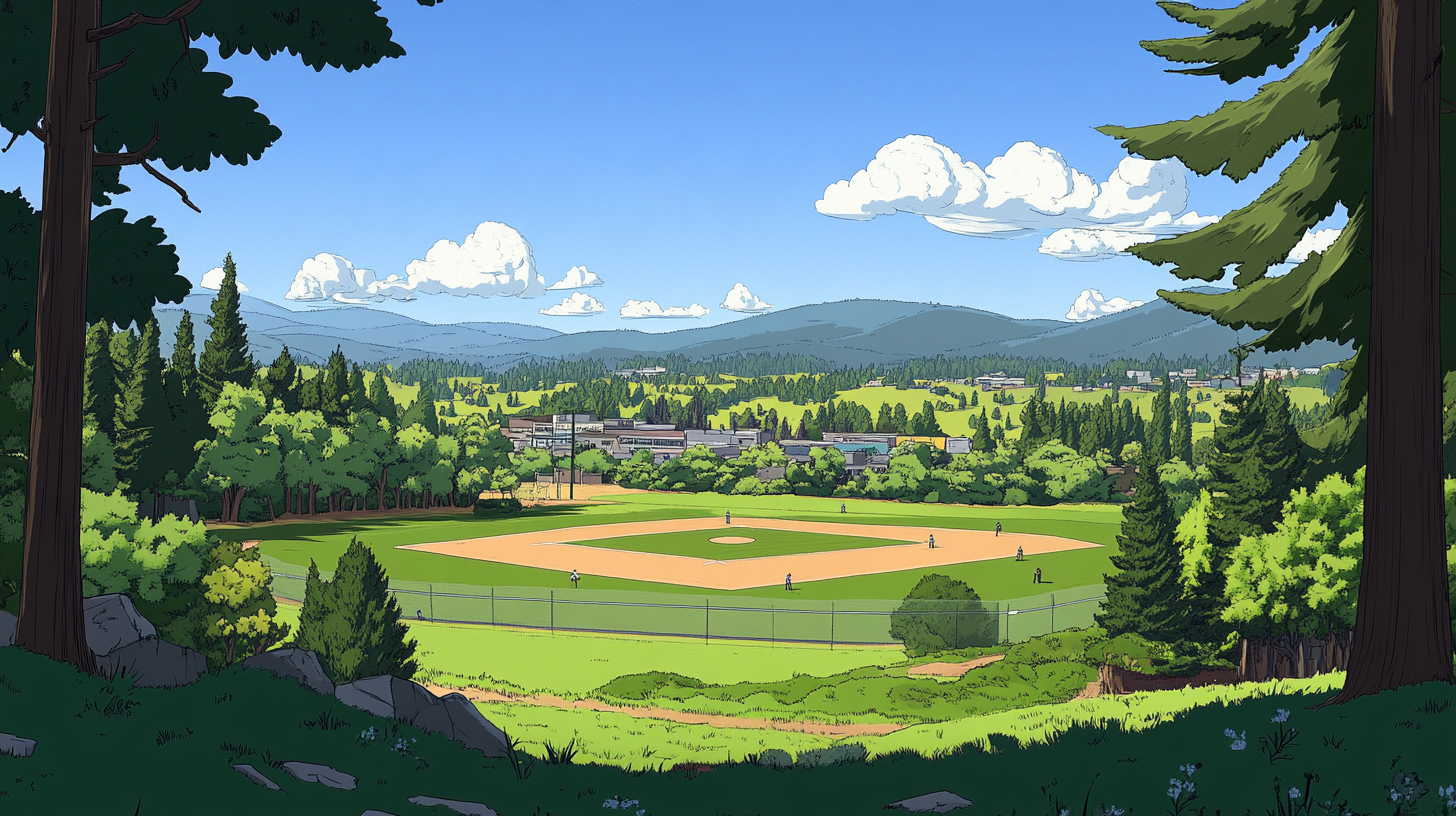 An image of Silicon Valley with a baseball field.