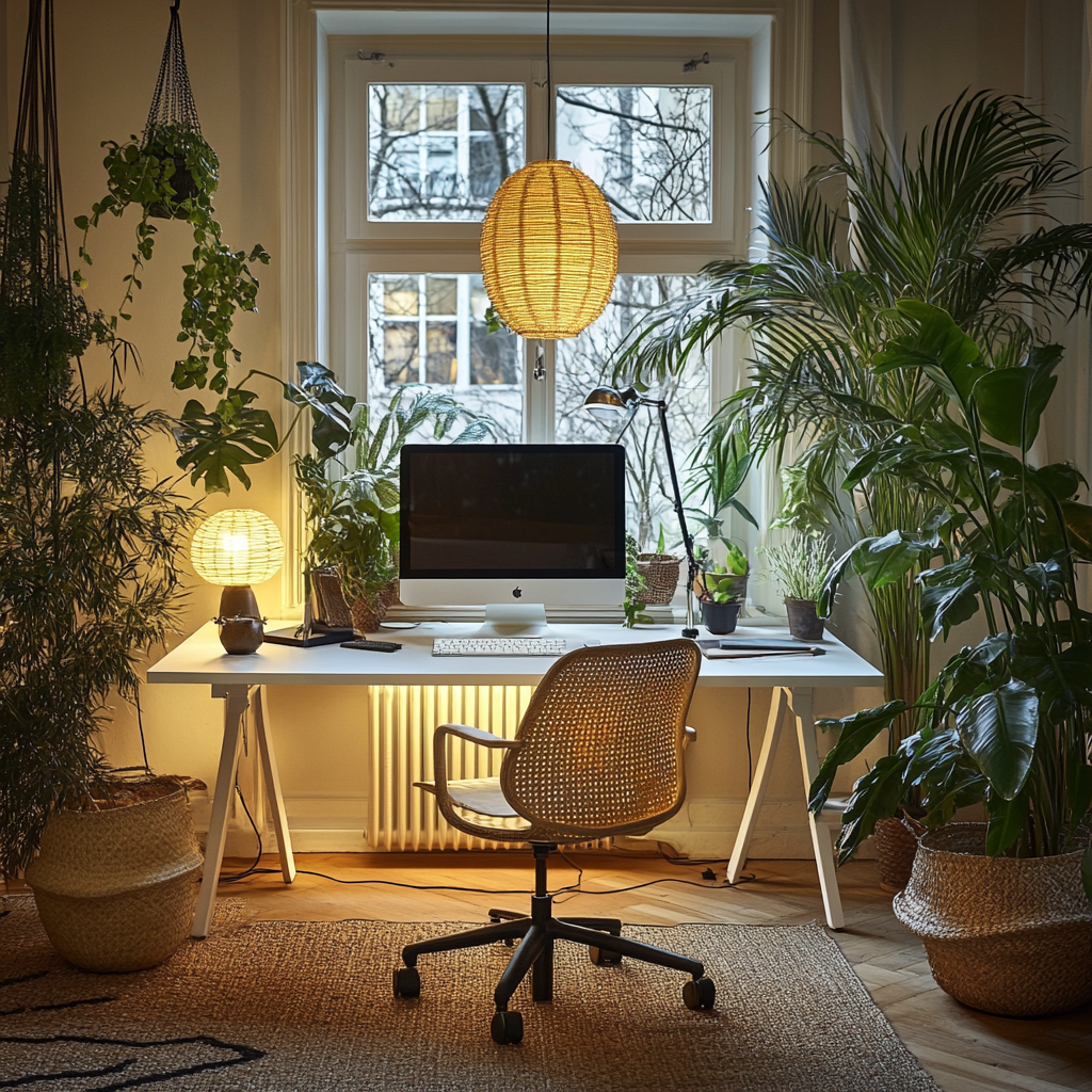 An office room seen from a computer screen